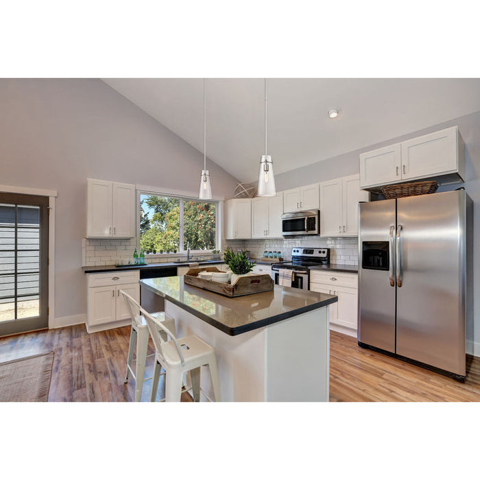 Kira Brushed Nickel 1 Light Rod 13 Inch Pendant Z-Lite 7508P-ROD-BN | theLightShop