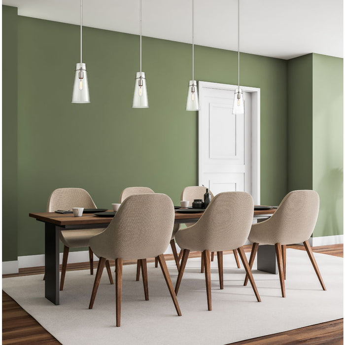 Kira Brushed Nickel 1 Light Rod 13 Inch Pendant Z-Lite 7508P-ROD-BN | theLightShop