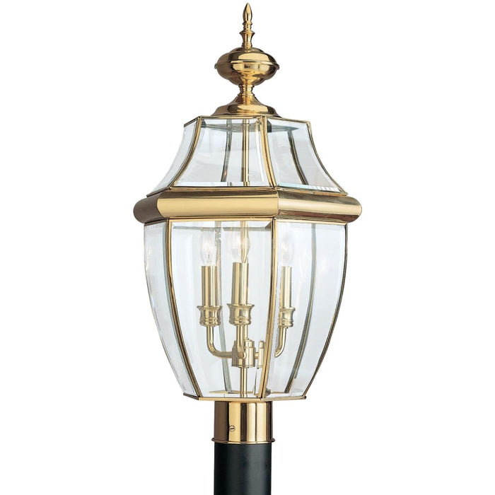 Lancaster Polished Brass LED Outdoor Post Lantern - Outdoor Post Lantern