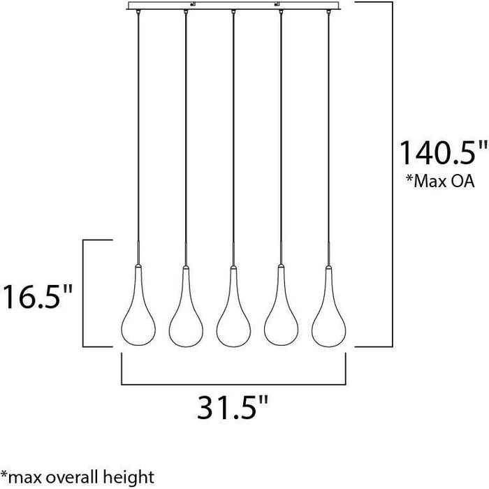 Larmes LED Polished Chrome LED Linear Pendant - Pendants