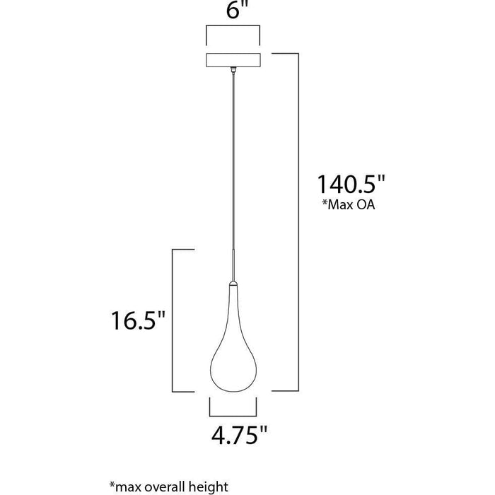 Larmes LED Polished Chrome LED Single Pendant - Pendants