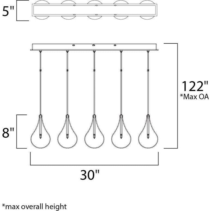 Larmes Polished Chrome Linear Pendant - Pendants