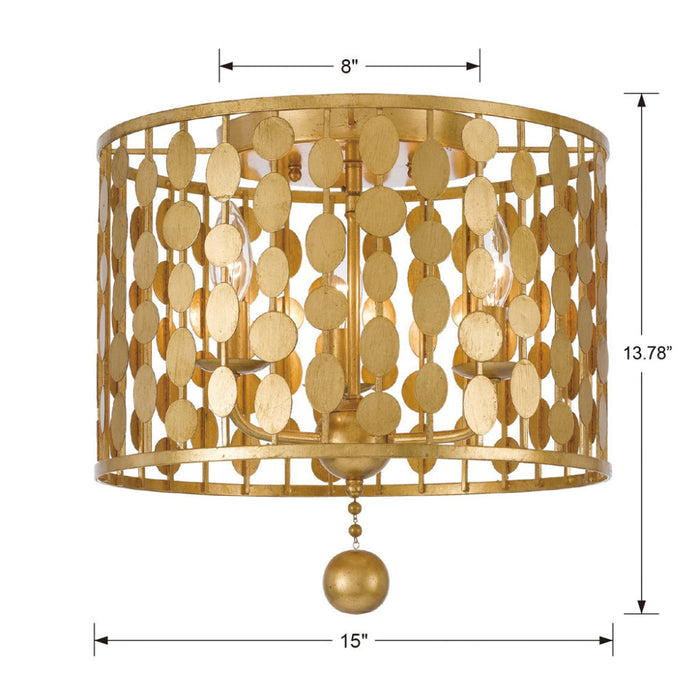 Layla 3 Light Antique Gold Ceiling Mount - Ceiling Mount