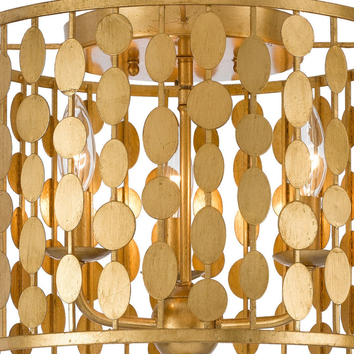 Layla 3 Light Antique Gold Ceiling Mount - Ceiling Mount