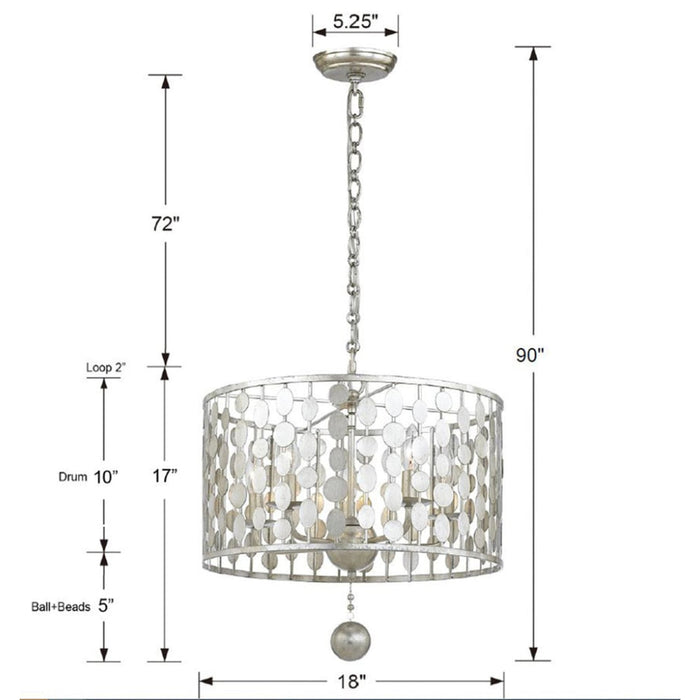 Layla 5 Light Antique Silver Chandelier - Chandeliers