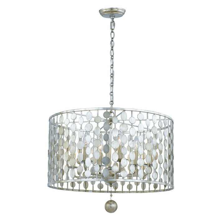 Layla 6 Light Antique Silver Chandelier - Chandeliers