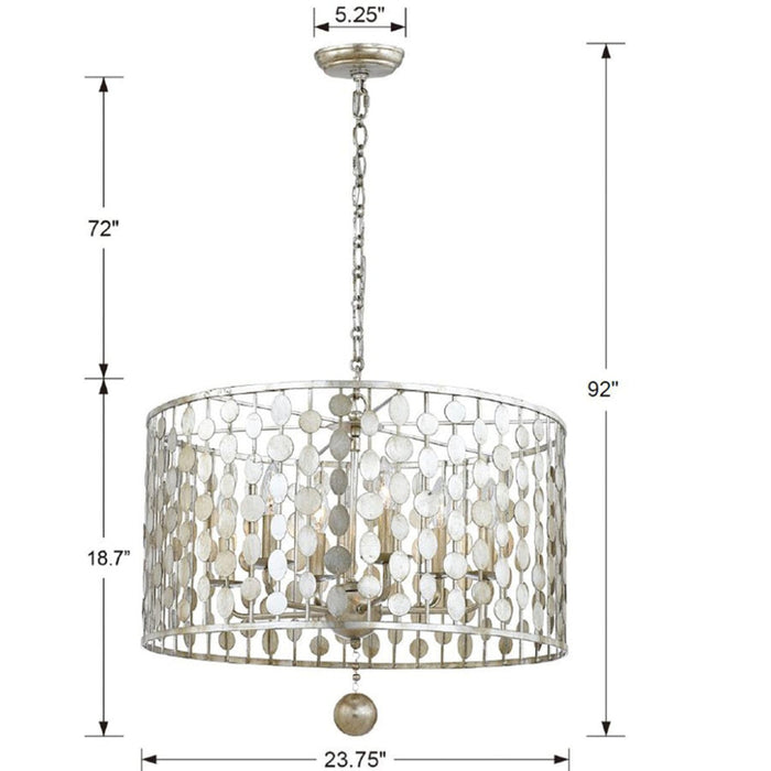 Layla 6 Light Antique Silver Chandelier - Chandeliers