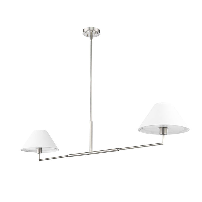 Leila Brushed Nickel 2 Light 62 Inch Linear Chandelier Z-Lite 744-62L-BN | theLightShop