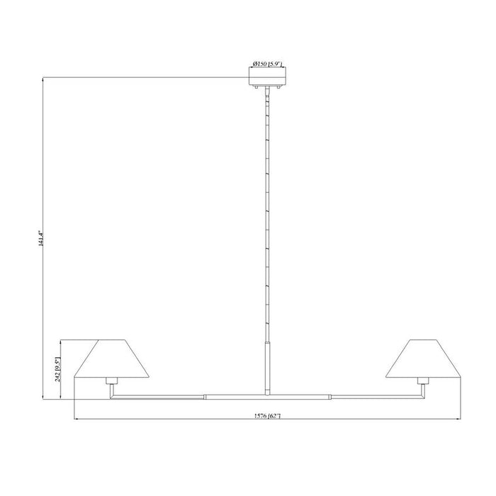 Leila Brushed Nickel 2 Light 62 Inch Linear Chandelier Z-Lite 744-62L-BN | theLightShop