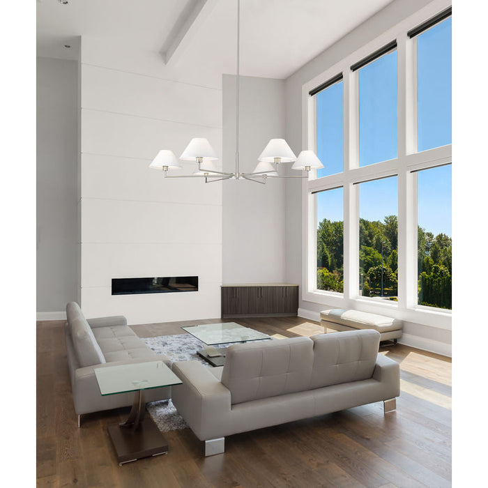 Leila Brushed Nickel 6 Light 63 Inch Chandelier Z-Lite 744-63R-BN | theLightShop