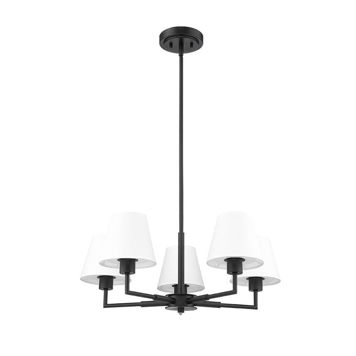 Leila Matte Black 5 Light 26 Inch Chandelier Z-Lite 744-26R-MB | theLightShop