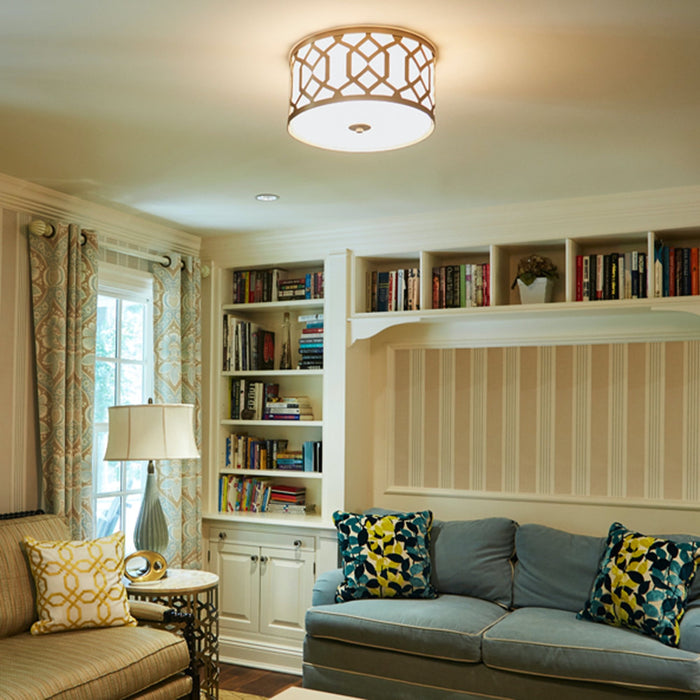 Libby Langdon for Crystorama Jennings 3 Light Aged Brass Ceiling Mount - Ceiling Mount