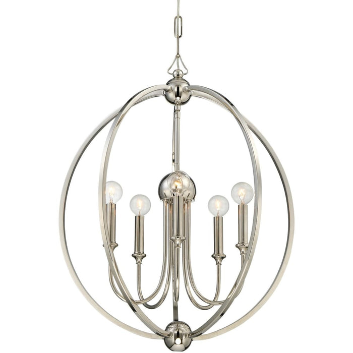 Libby Langdon for Crystorama Sylvan 5 Light Polished Nickel Chandelier - Chandeliers
