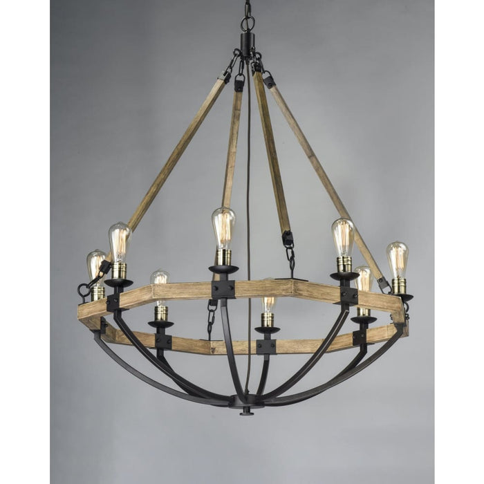 Lodge Weathered Oak / Bronze Chandelier - Chandeliers