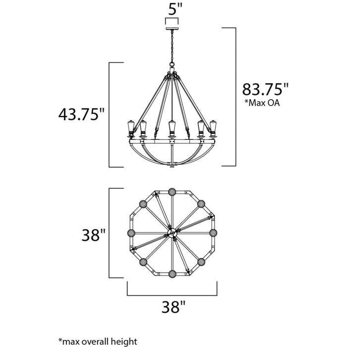 Lodge Weathered Oak / Bronze Chandelier - Chandeliers