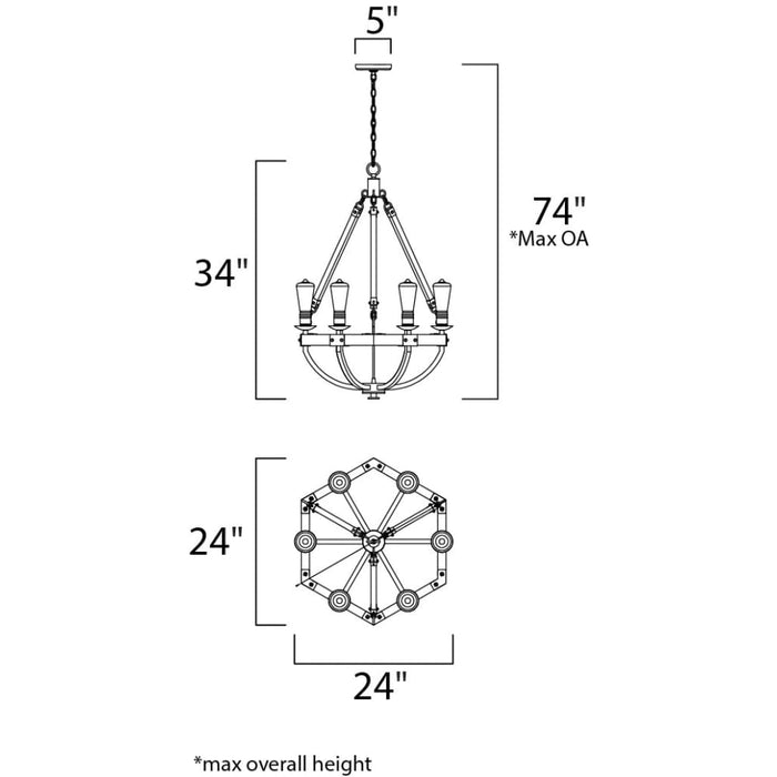 Lodge Weathered Oak / Bronze Chandelier - Chandeliers