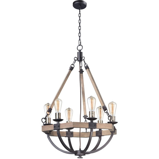 Lodge Weathered Oak / Bronze Chandelier - Chandeliers