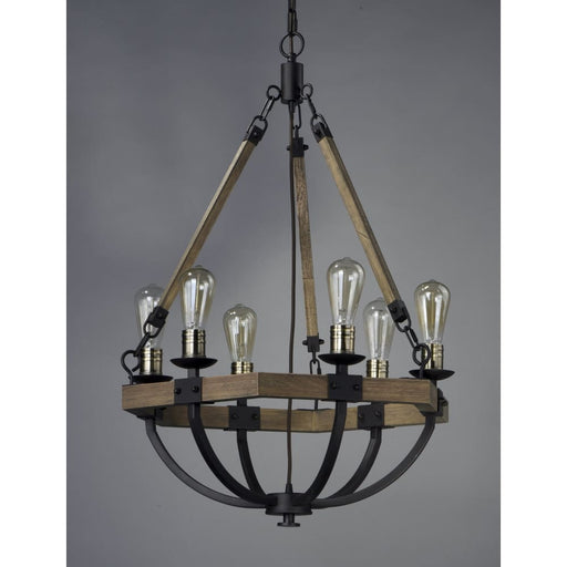 Lodge Weathered Oak / Bronze Chandelier - Chandeliers