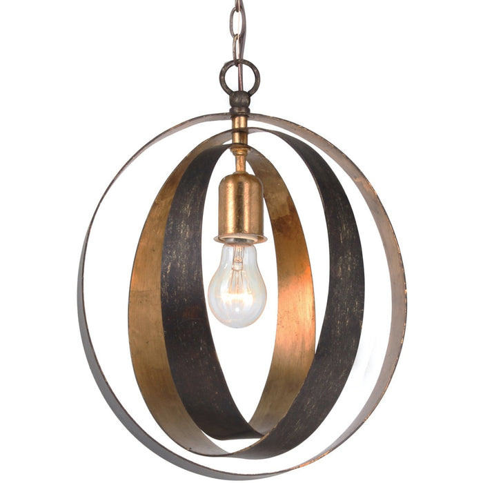 Luna 1 Light English Bronze Antique Gold Sphere Mini Chandelier - Chandeliers