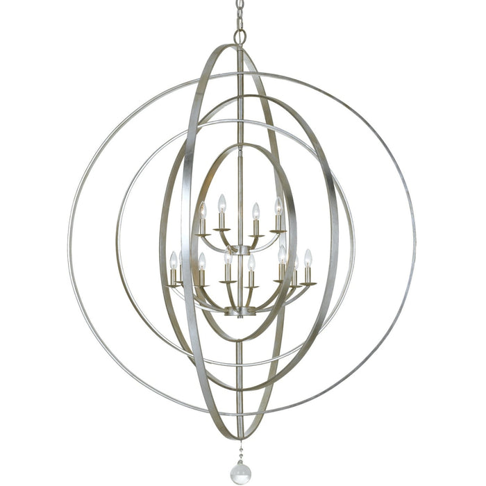 Luna 12 Light Antique Silver Sphere Chandelier - Chandeliers