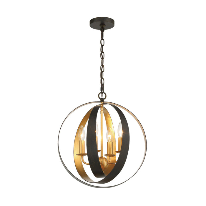 Luna 4 Light English Bronze Antique Gold Sphere Mini Chandelier - Chandeliers