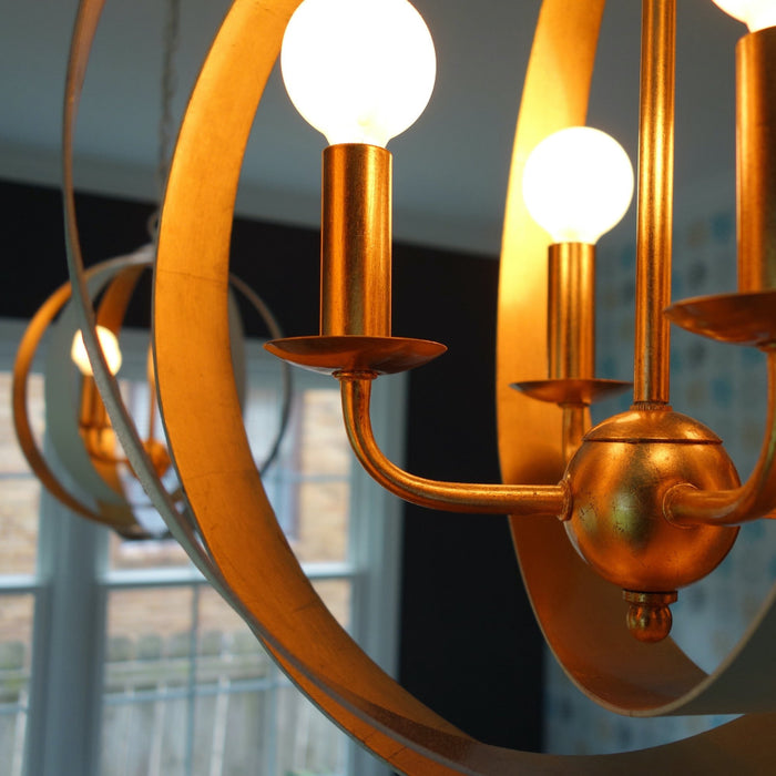 Luna 4 Light Matte White Antique Gold Sphere Mini Chandelier - Chandeliers