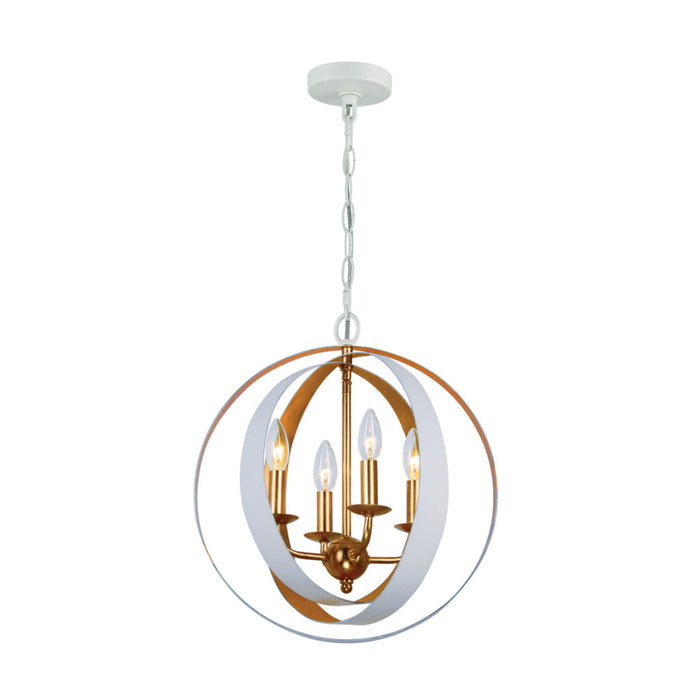 Luna 4 Light Matte White Antique Gold Sphere Mini Chandelier - Chandeliers