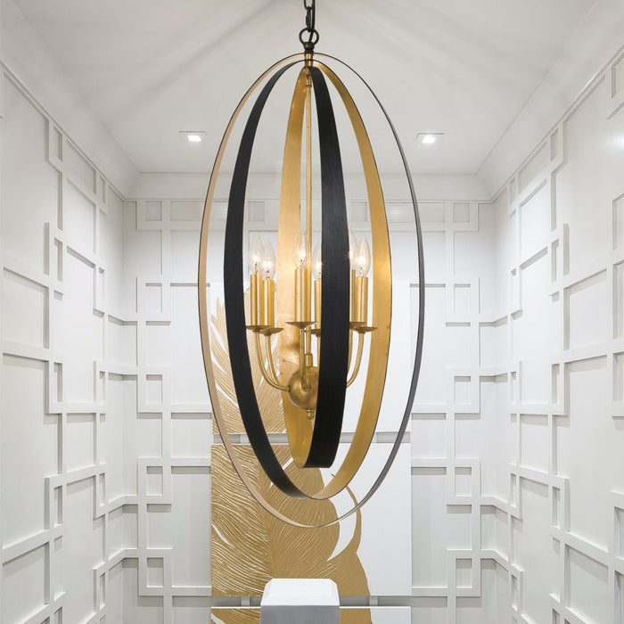 Luna 6 Light English Bronze & Antique Gold Pendant - Pendants
