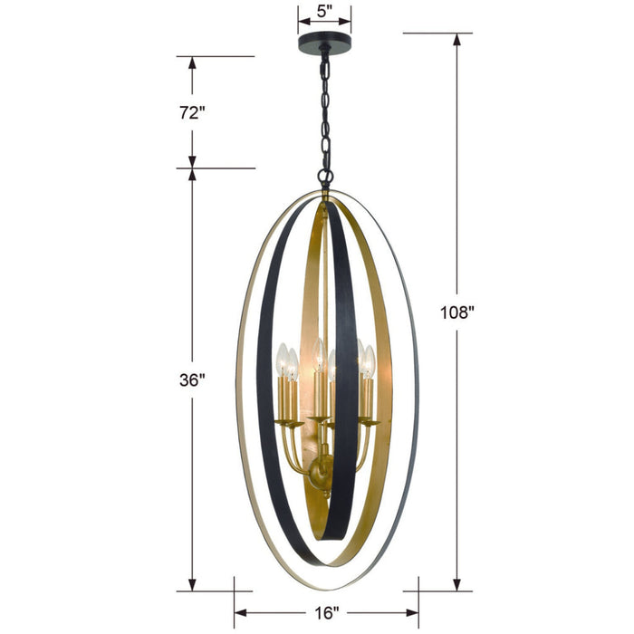 Luna 6 Light English Bronze & Antique Gold Pendant - Pendants