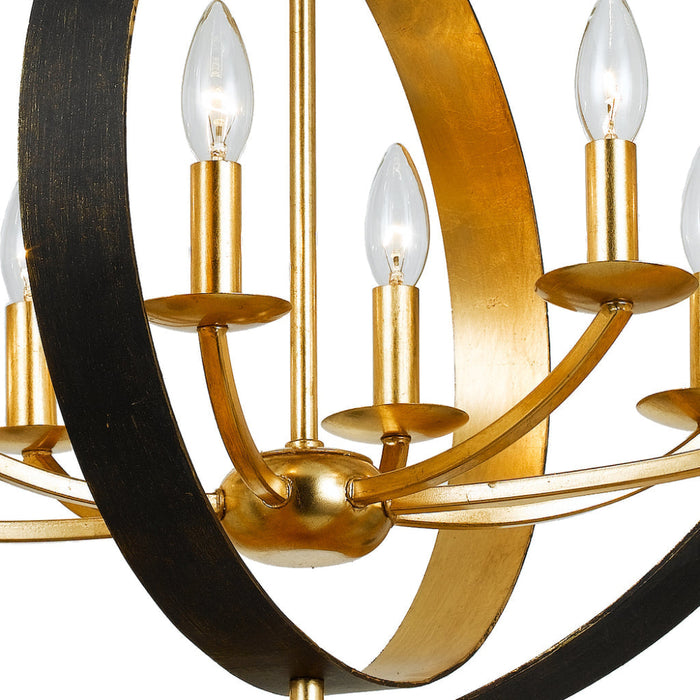 Luna 8 Light English Bronze Antique Gold Oval Chandelier - Chandeliers