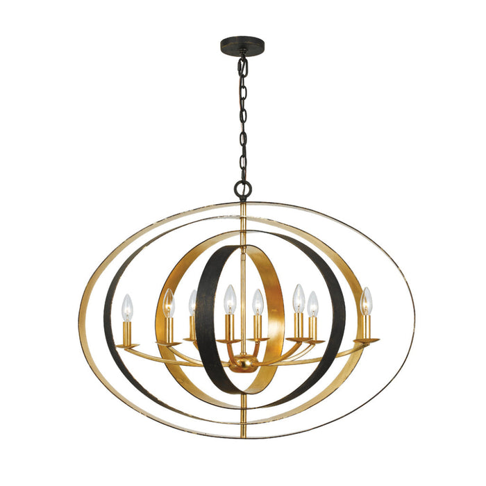 Luna 8 Light English Bronze Antique Gold Oval Chandelier - Chandeliers