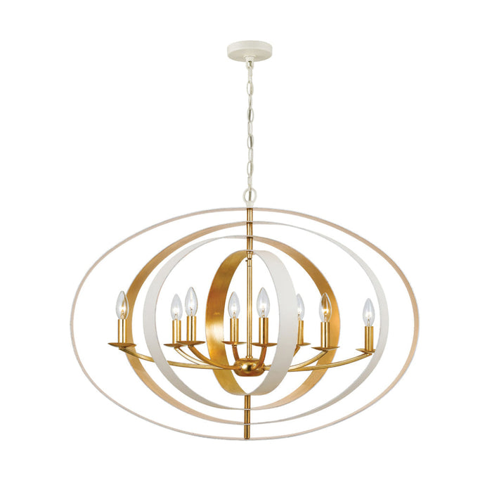 Luna 8 Light Matte White Antique Gold Chandelier - Chandeliers