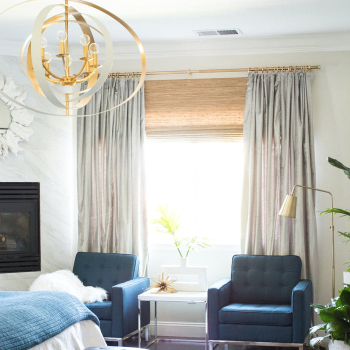Luna 8 Light Matte White Antique Gold Chandelier - Chandeliers