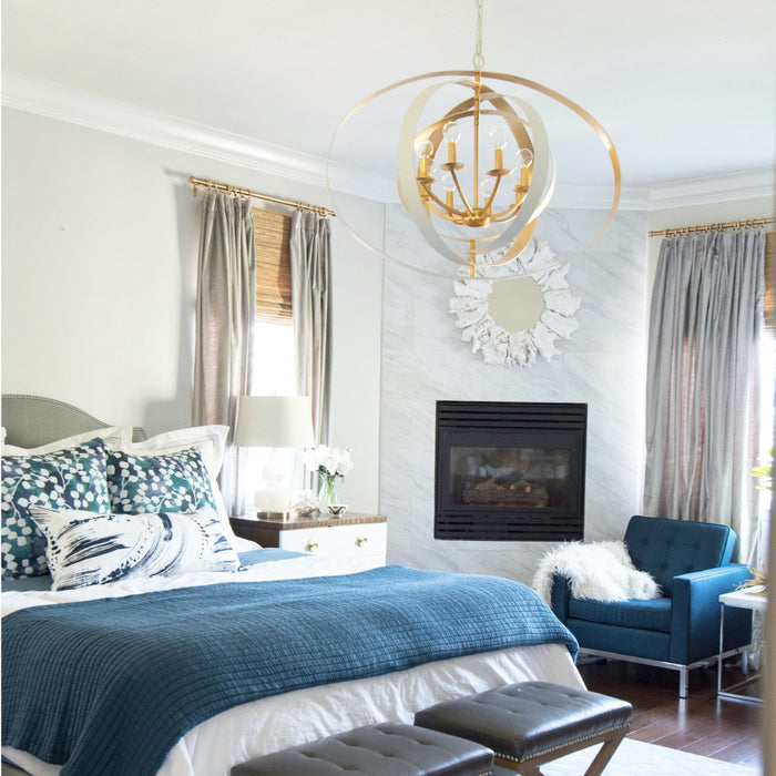 Luna 8 Light Matte White Antique Gold Chandelier - Chandeliers