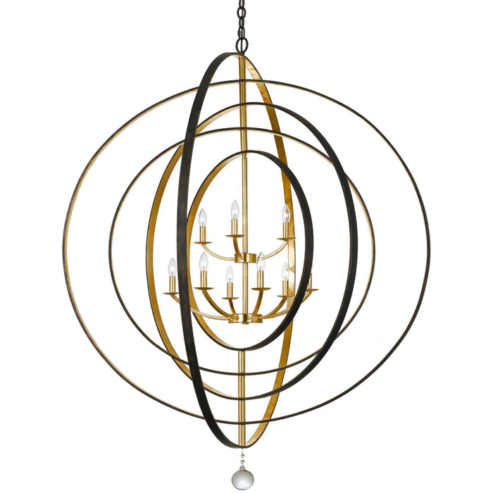 Luna 9 Light English Bronze Antique Gold Chandelier - Chandeliers