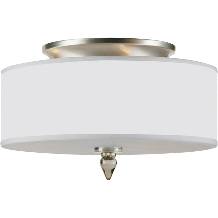 Luxo 3 Light Drum Shade Satin Nickle Ceiling Mount - Ceiling Mount