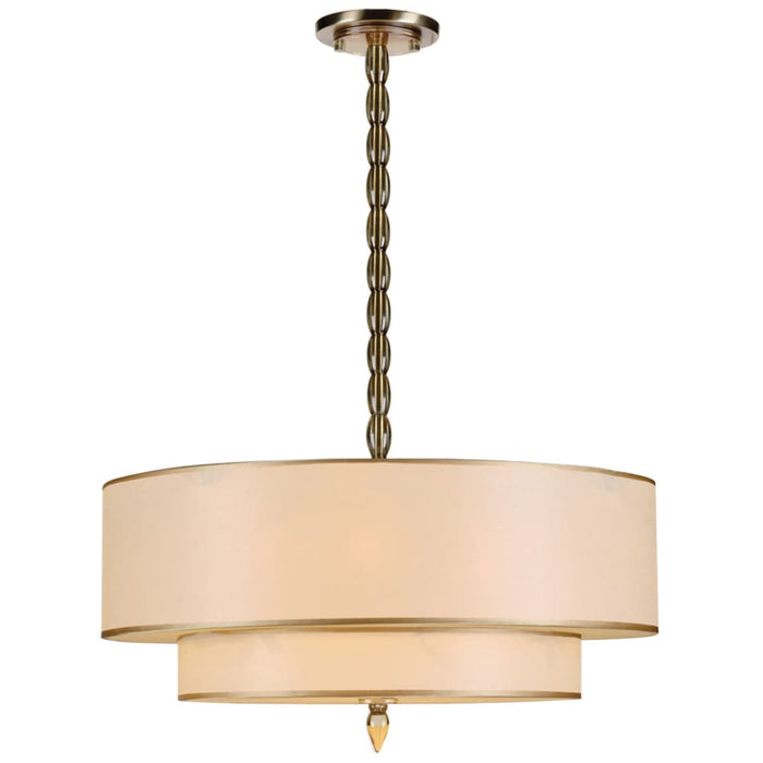 Luxo 5 Light Drum Shade Antique Brass Chandelier - Chandeliers
