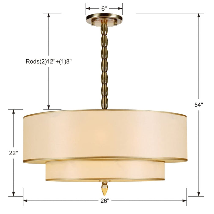 Luxo 5 Light Drum Shade Antique Brass Chandelier - Chandeliers