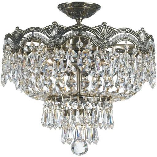 Majestic 3 Light Spectra Crystal Historic Brass Ceiling Mount - Ceiling Mount
