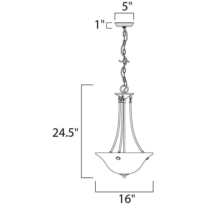 Malaga Satin Nickel Invert Bowl Pendant - Pendants