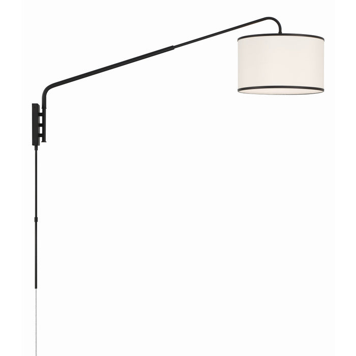Mallory Matte Black 1 Light Swing-Arm Wall Lamp Crystorama MAL-601-MK