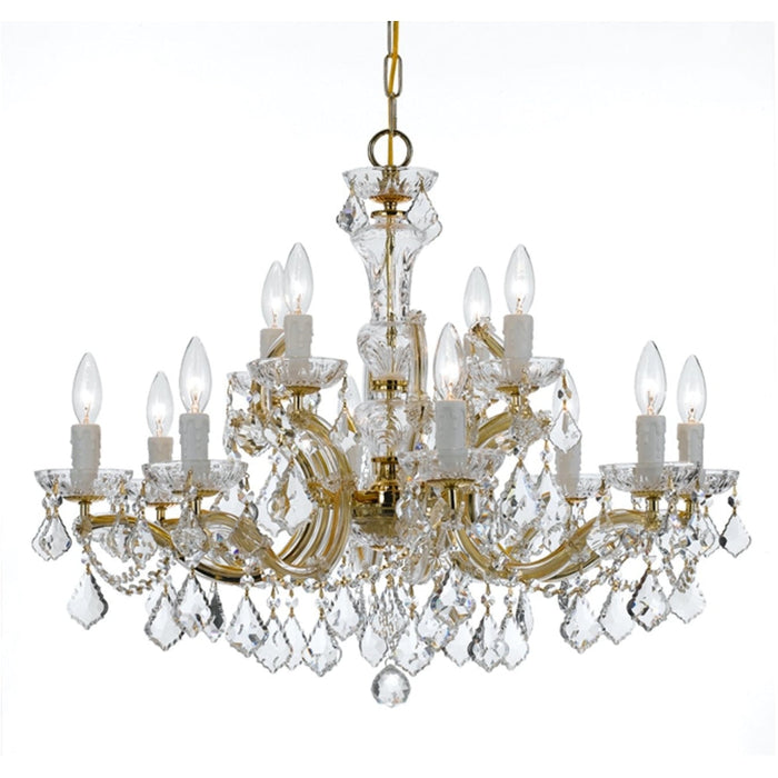 Maria Theresa 12 Light Clear Crystal Gold Chandelier - Chandeliers