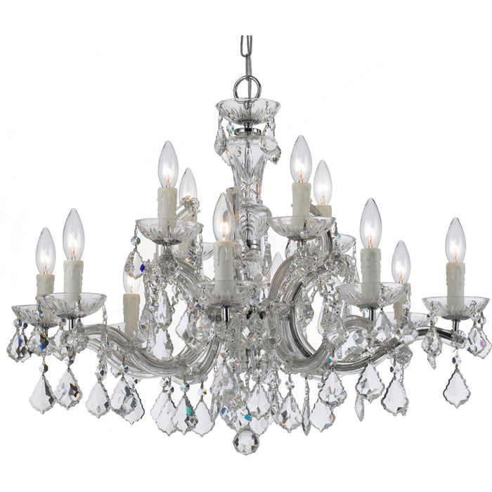 Maria Theresa 12 Light Clear Crystal Italian Polished Chrome Chandelier - Chandeliers