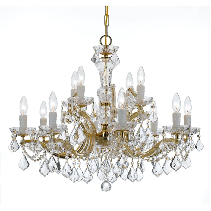 Maria Theresa 12 Light Swarovski Strass Crystal Gold Chandelier - Chandeliers