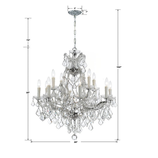 Maria Theresa 13 Light Clear Crystal Polished Chrome Chandelier - Chandeliers