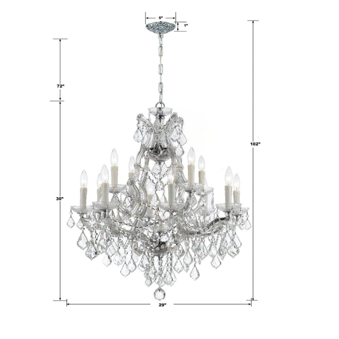 Maria Theresa 13 Light Clear Crystal Polished Chrome Chandelier - Chandeliers