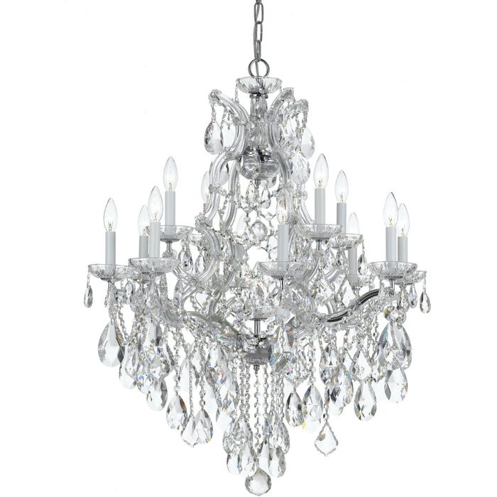 Maria Theresa 13 Light Clear Crystal Polished Chrome Chandelier - Chandeliers