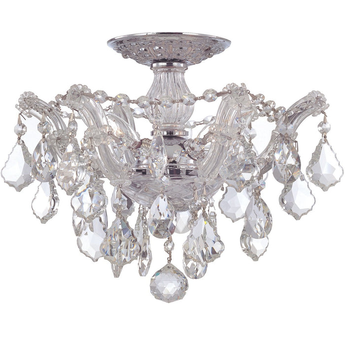 Maria Theresa 3 Light Clear Crystal Polished Chrome Ceiling Mount - Hand Cut - Ceiling Mount