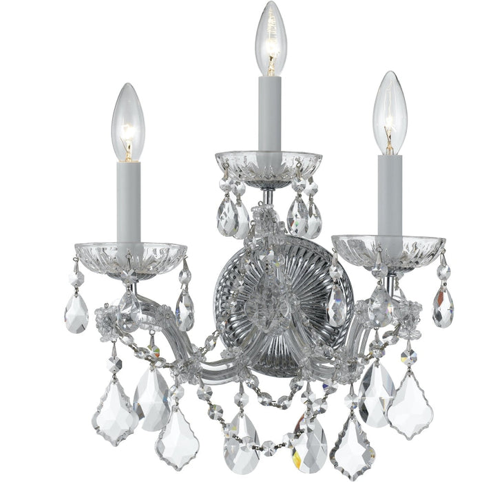 Maria Theresa 3 Light Clear Crystal Polished Chrome Sconce - Wall Sconce