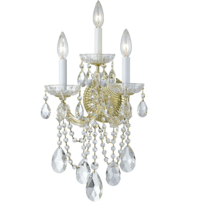 Maria Theresa 3 Light Spectra Crystal Gold Sconce - Wall Sconce